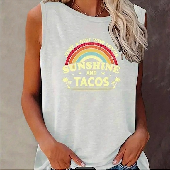 Tops - Brand New NWOT Sunshine and Tacos Rainbow Tank Top